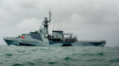 UK Royal Navy ships have been deployed as French fishing boats protest against new fishing licences in the British island of Jersey, on May 6, 2021. Getty