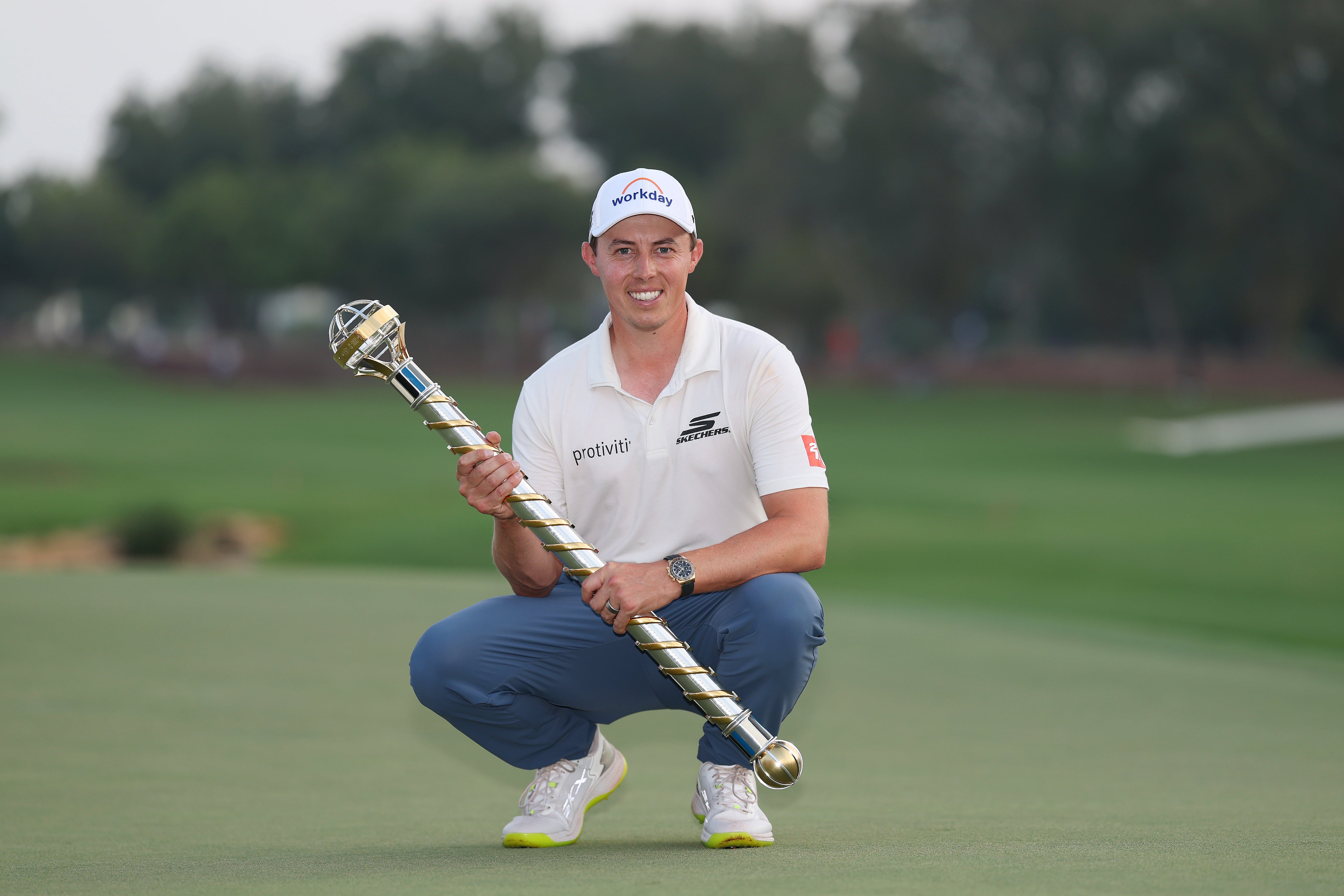 Matt Fitzpatrick after winning the DP World Tour Championship for a third time. Getty Images