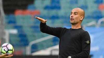 Manchester City's Spanish head coach Pep Guardiola reacts during the friendly football match between Arsenal and Manchester City at the Ullevi stadium in Gothenburg on August 7, 2016. (AFP)