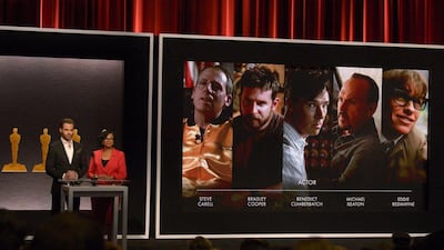 Actor Chris Pine and Academy of Motion Picture Arts and Sciences President Cheryl Boone Isaacs announce the nominees for Actor in a Leading Role during the nominations announcement for the 87th Academy Awards in Beverly Hills. Reuters