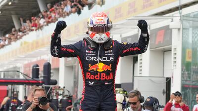 Max Verstappen celebrates his win. AP
