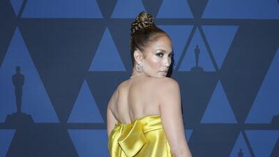 Jennifer Lopez in Reem Acra at the 11th Annual Governors Awards on October 27, 2019. EPA