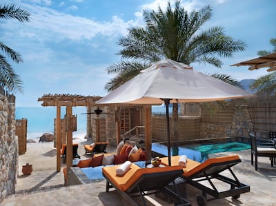 There are 27 beachfront villas available, allowing guests to walk directly on to the beach from their accommodation. Photo: Six Senses Zighy Bay