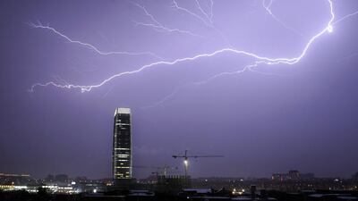 Lightning strikes across the sky during a thunderstorm in Guangzhou, Guangdong province. Reuters