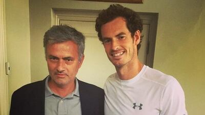 Andy Murray, right, alongside Jose Mourinho following his victory over Gilles Muller at Queens. Instagram / Andy Murray