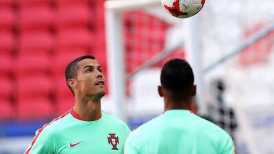Portugal's Cristiano Ronaldo trains at Kazan Arena in Russia, 17 June 2017. EPA