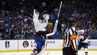 Darcy Kuemper of the Colorado Avalanche celebrates. AFP
