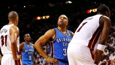 Derek Fisher is one of only two players on the Oklahoma City Thunder roster who have played in the NBA finals before.