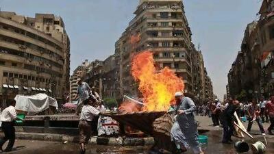 Hundreds of Egyptians occupied Cairo's Tahrir Square over what they feel are lenient sentences given to ousted dictator Hosni Mubarak and his security chiefs. Mohammed Salem / Reuters