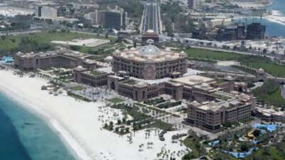 An aerial view of the Emirates Palace in Abu Dhabi. Tourism in the Middle East is expected to shine this year.