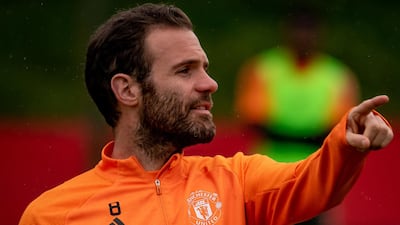 Juan Mata in action during the training session. Getty