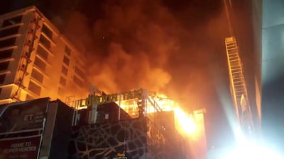 Fire rages at a multi-storey building housing restaurants and offices at the Kamala Mills compound in Mumbai, India on December 29, 2017. Poonam Burde via Reuters