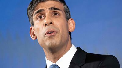 Britain's Prime Minister Rishi Sunak delivers his first major domestic speech of 2023 in London on Wednesday. AFP