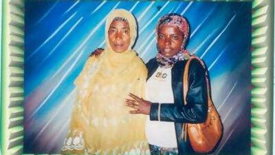 Kedija Bezabh with her mother in Ethiopia.