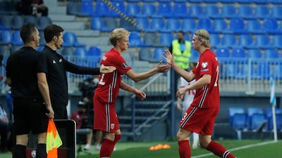 Erling Braut Haaland is replaced by Morten Thorsby against Turkey. Reuters