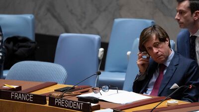 French ambassador to the UN and Security Council President for the month, Nicolas de Riviere, at UN headquarters in New York on January 10. AFP