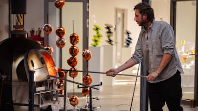 Austrian artist Robert Comploj at work at Studio Comploj in Vienna. Photo: Anantara Palais Hansen Vienna