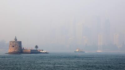 Smoke shrouds Fort Denison in Sydney. Getty Images