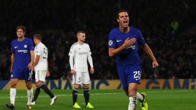 Cesar Azpilicueta celebrates scoring Chelsea's third goal. Richard Heathcote / Getty Images
