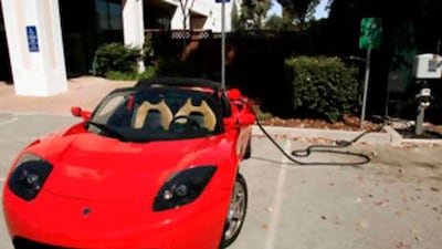 The Tesla Roadster electric car, which costs US$109,000 (Dh400,000), is all the rage with eco-friendly Hollywood celebrities.