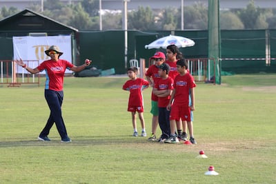 Chamani Senevirathne works at Zayed Cricket Academy, but she hopes to open her own coaching school one day. Navin Khianey for The National