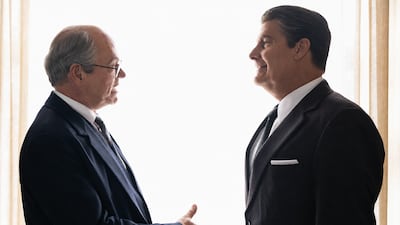 Jared Harris, left, plays former Soviet leader Mikhail Gorbachev, alongside Jeff Daniels, who plays former US president Ronald Reagan. Photo: Angel Studios