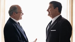 Jared Harris, left, plays former Soviet leader Mikhail Gorbachev, alongside Jeff Daniels, who plays former US president Ronald Reagan. Photo: Angel Studios