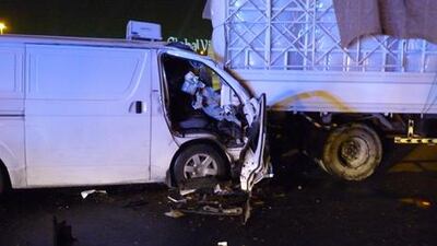 Three people were injured on Sunday night in this collision, one of hundreds in Dubai this year. Photo courtesy of Dubai Police
