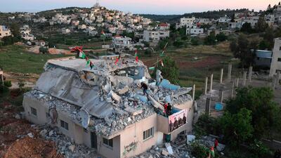 The family home of Qassem Barghouti in the village of Kobar, near Ramallah,after it was partially demolished by Israeli military on May 11, 2020. AFP
