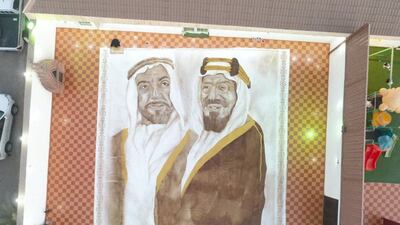 Ohud Abdullah Almalki used used 4.5kg of expired coffee powder to create the world's largest coffee artwork. Courtesy Guinness World Records