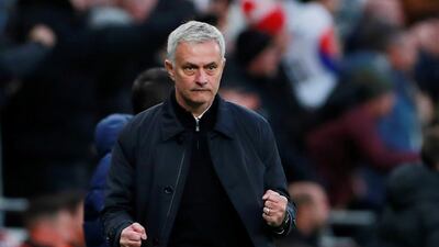 Soccer Football - Premier League - Tottenham Hotspur v AFC Bournemouth - Tottenham Hotspur Stadium, London, Britain - November 30, 2019 Tottenham Hotspur manager Jose Mourinho reacts Action Images via Reuters/Andrew Couldridge EDITORIAL USE ONLY. No use with unauthorized audio, video, data, fixture lists, club/league logos or "live" services. Online in-match use limited to 75 images, no video emulation. No use in betting, games or single club/league/player publications. Please contact your account representative for further details.