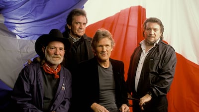 Willie Nelson, Johnny Cash, Waylon Jennings and Kris Kristofferson. Photo: Alamy