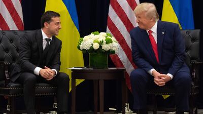 A 2019 meeting in New York between then US president Donald Trump and Ukrainian President Volodymyr Zelenskyy. AFP