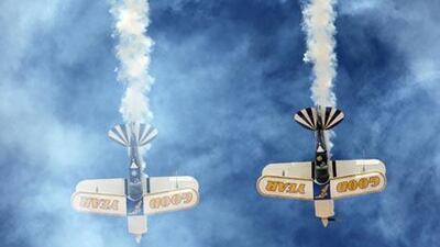 Good Year Eagles, the South African team, show off their skills during the Al Ain Aerobatic Show yesterday.