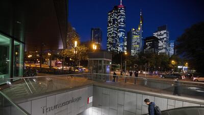 Frankfurt's financial district. The city is currently in pole position to attract financial institutions from London in the wake of last year's Brexit vote. Krisztian Bocsi / Bloomberg