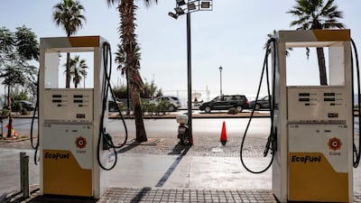 A Coral petrol station in the Lebanese capital Beirut. Motorists often queue for hours in the hope of topping up their vehicles’ tanks. Photo: AFP