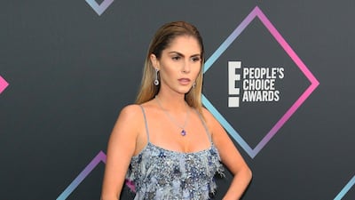 Barbara Evans in feather-and-sequin covered Fabiana Milazzo. Photo / AFP