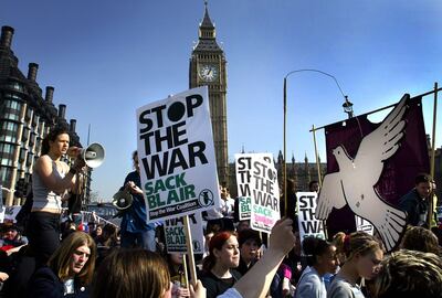 The war in Iraq sapped the Blair government's popularity in Britain even as he was feted in the US. Getty Images