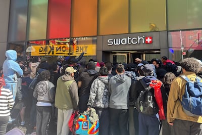 Swatch store in Times Square in New York ahead of the Royal Pop release. AFP