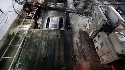 Site of the fire at an apartment block in Hanoi, Vietnam, on Wednesday. EPA