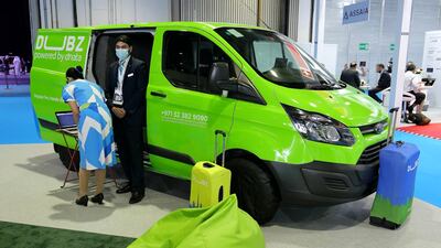 Dubz, a home check-in and PCR testing service by Dnata, at the Airport Show in Dubai.