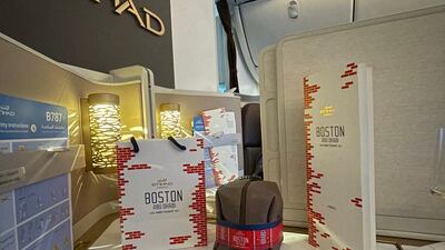 Guest flying in business class enjoy Boston-themed gifts and menus. Hayley Skirka / The National