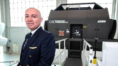 Captain Jihad Richard Matta at the Etihad flight simulator training area. Victor Besa / The National