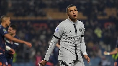 PSG's Kylian Mbappe reacts after missing a chance. AP Photo