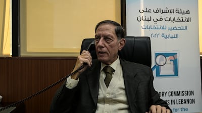 President of Lebanon's supervisory commission for elections, retired judge Nadim Abdelmalak, at his office in Beirut, talks about how current lack of power and funding mean the department is unable to effectively observe the upcoming general election.