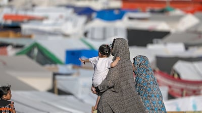 Internally displaced Palestinians in Rafah. Surveys of Palestinian attitudes point to some disturbing signs of despair about the future. EPA
