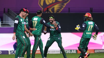 Desert Vipers spinner Usman Tariq, centre, picked up two wickets