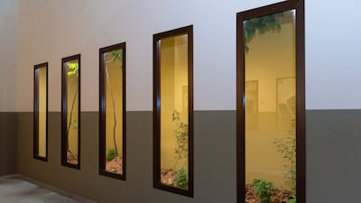 The artist presents architectural spaces that blends post-modern values with vernacular approaches