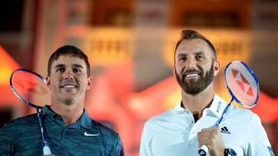 World No 1 Brooks Koepka, left, and Dustin Johnson pose ahead of the World Golf Championships-HSBC Champions golf tournament in Shanghai. AFP