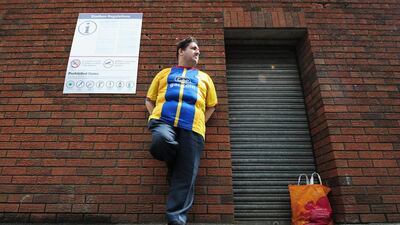 A Crystal Palace fan looks on before a match between Crystal Palace and Tottenham Hotspur at Selhurst Park. Jamie McDonald / Getty Images